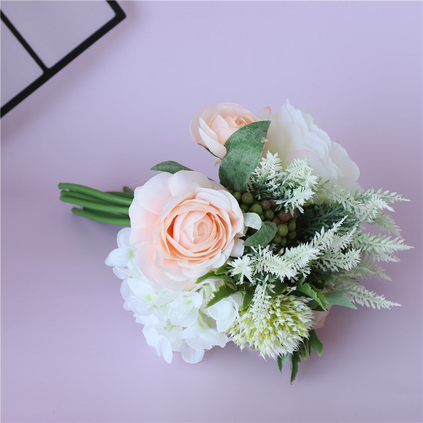 White Peach Small Flower Bouquet Silk Ranunculus