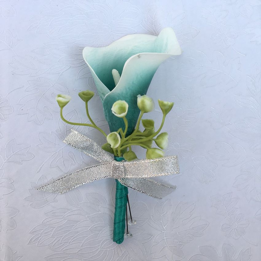 Boutonniere Wedding Teal Flower for Men Calla Lily