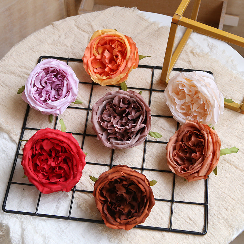 Cabbage Roses Silk Flower Heads 3.9 inch