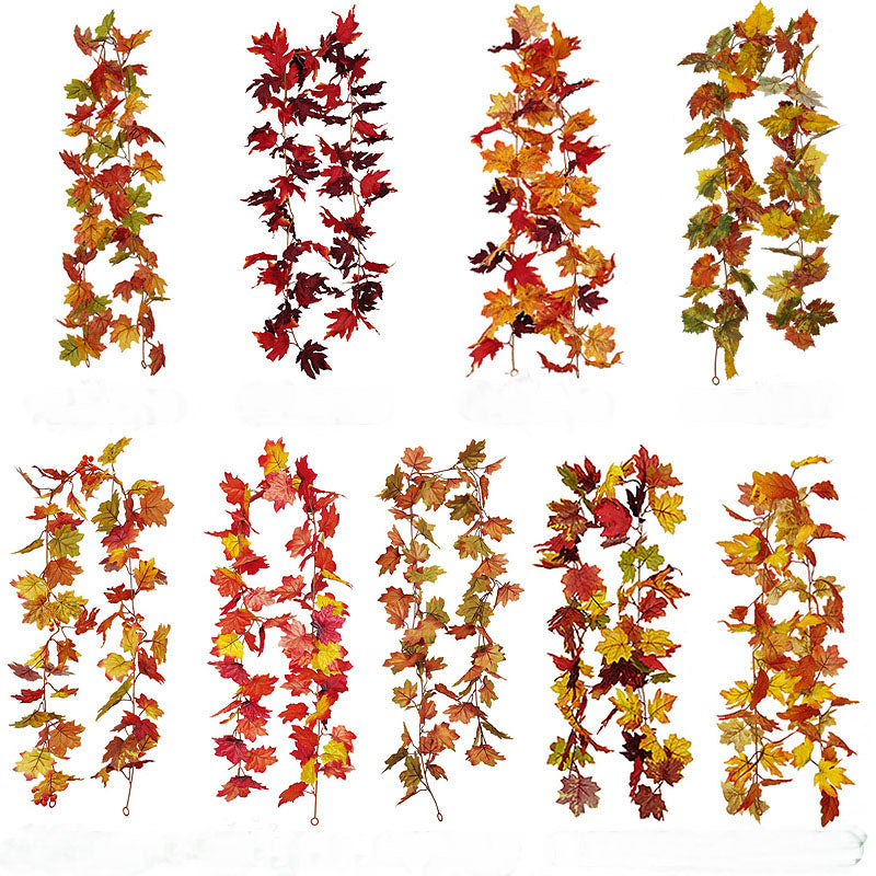 Artificial Fall Garland Maple Leaves Vines 2 Strands