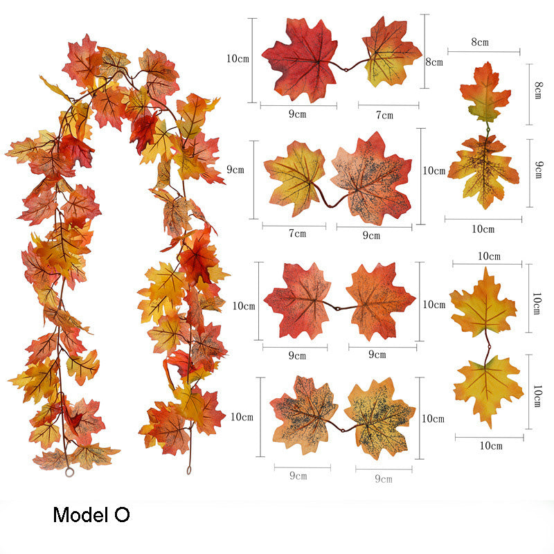 Artificial Fall Garland Maple Leaves Vines 2 Strands
