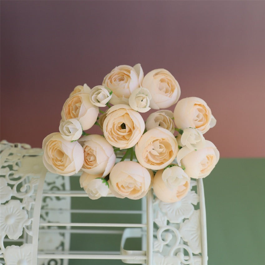 Small Silk Ranunculus Bunch Fake Flowers Blush Pink White