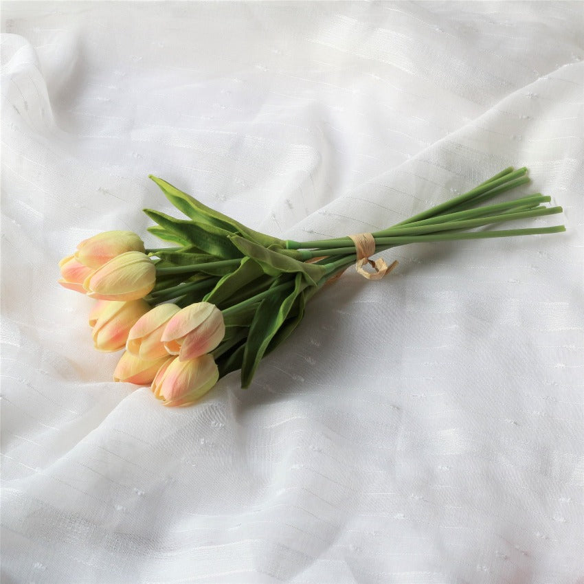 Champagne Bridal Flowers PU Real Touch Tulip Bouquet