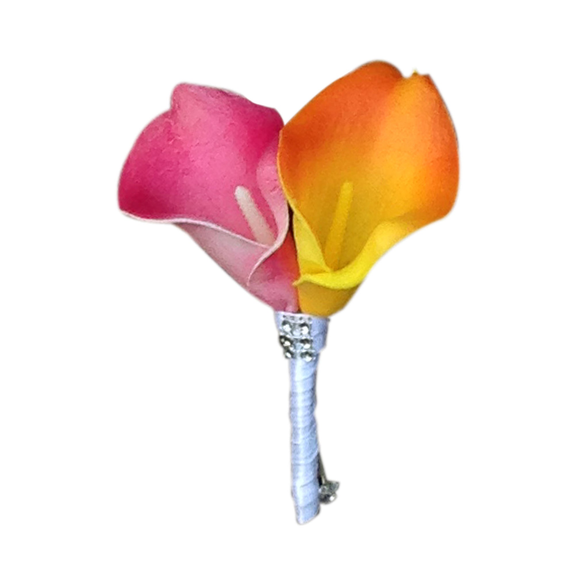 Orange Fuchsia White Calla Lily Cascade Bouquet