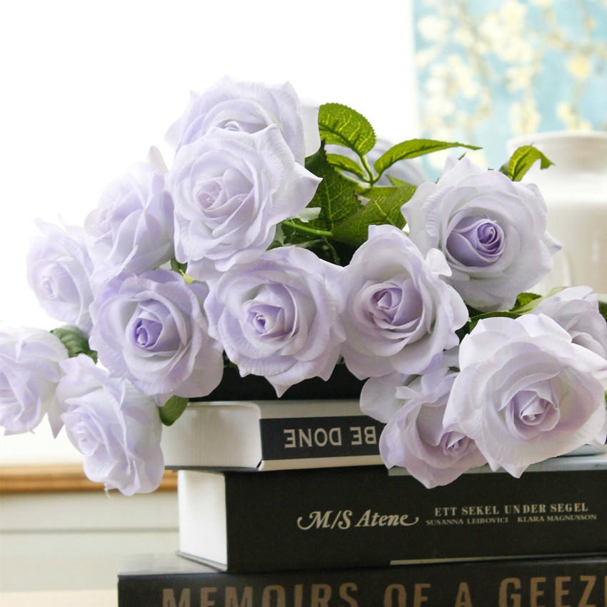 VANRINA Real Touch Roses Lilac Wedding Flowers Floral Centerpieces