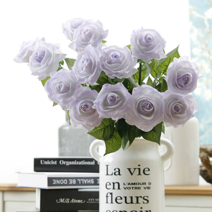 VANRINA Real Touch Roses Lilac Wedding Flowers Floral Centerpieces 2