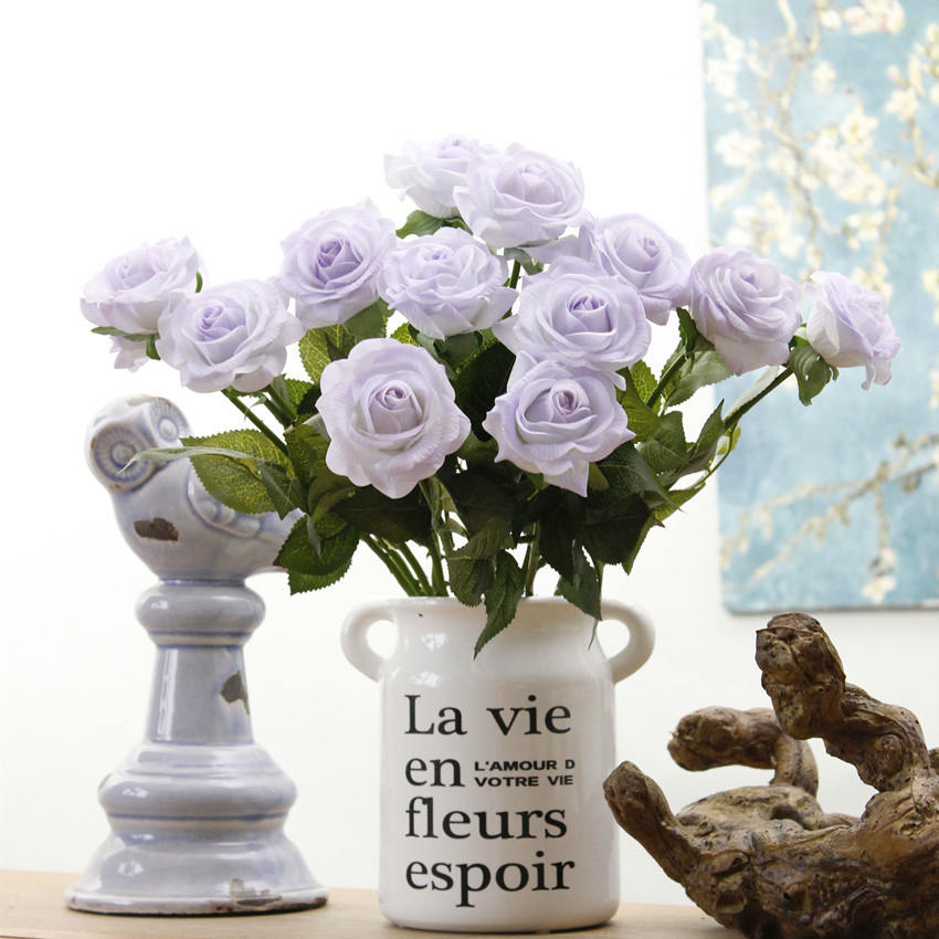 VANRINA Real Touch Roses Lilac Wedding Flowers Floral Centerpieces 1