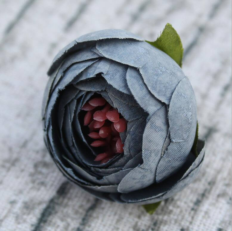 Small Tea Rose Silk Flower Heads 3.5cm For Hair Clips Headband Flowers For Wedding Decoration Corsage Flowers Scrapbooking ZZ-0909