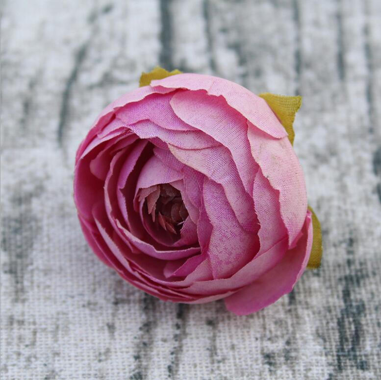 Small Tea Rose Silk Flower Heads 3.5cm For Hair Clips Headband Flowers For Wedding Decoration Corsage Flowers Scrapbooking ZZ-0909