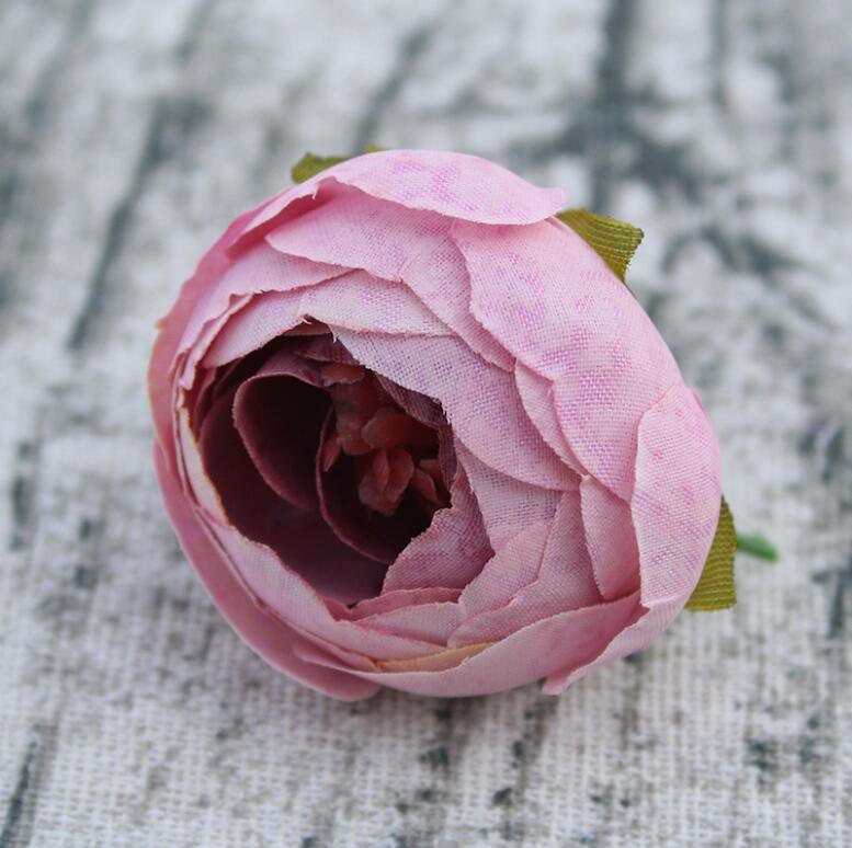 Small Tea Rose Silk Flower Heads 3.5cm For Hair Clips Headband Flowers For Wedding Decoration Corsage Flowers Scrapbooking ZZ-0909