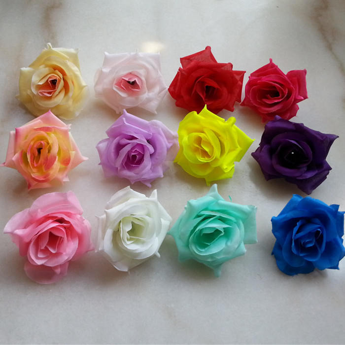 Silk Rose Heads Wholesale Artificial Flowers 100 Rose Buds For DIY Kissing Balls Wedding Centerpieces, White, Pool Blue, Blush Pink CJ-JMHT4