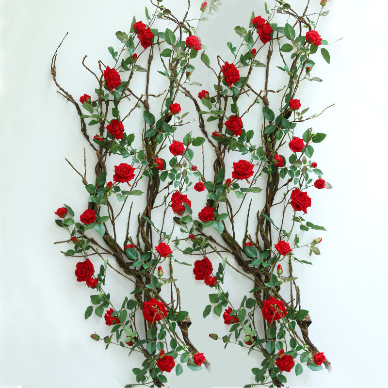 Artificial Wedding Arch Flowers Velvet Rose Garland 166cm Fake Ivy Flower Vine Leaf Plants For Home Wedding Decorations Backdrops MGT-062