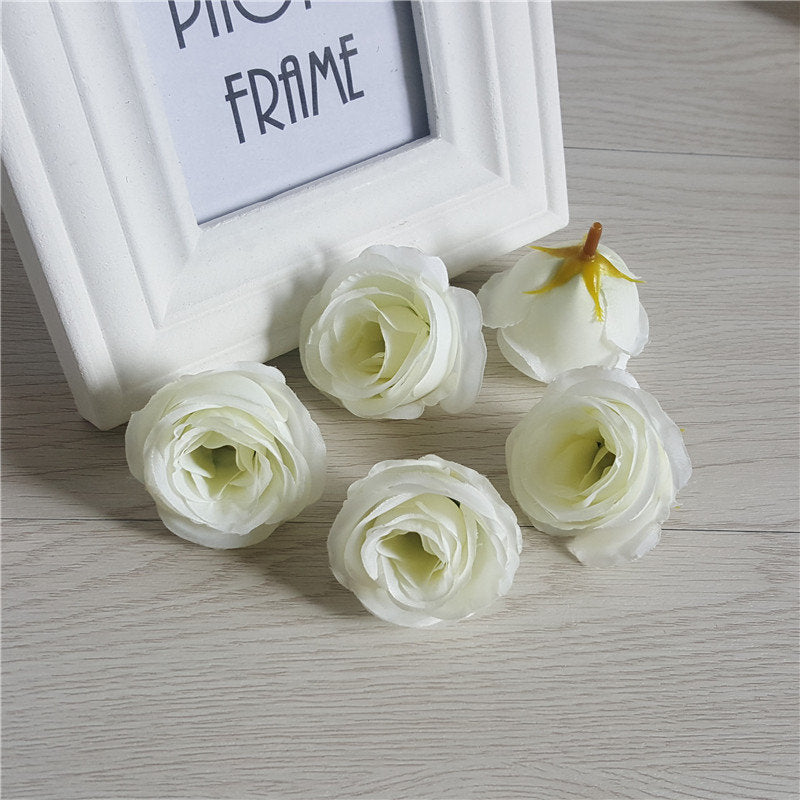 Wholesale Silk Flower Heads Quality Bulk Rose Heads Artificial Flowers 5cm Simulation Tea Rose For Wedding Party Decor Craft Flower TJCJ04