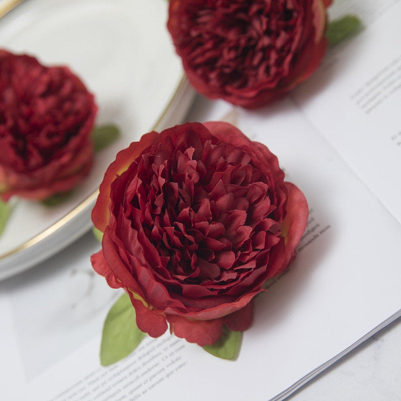 Wholesale Silk Peony Flower Heads Simulation Flowers Peonies Artificial 4 inch 50 pcs For Wedding Centerpieces Favor Door Wreath Flowers FG