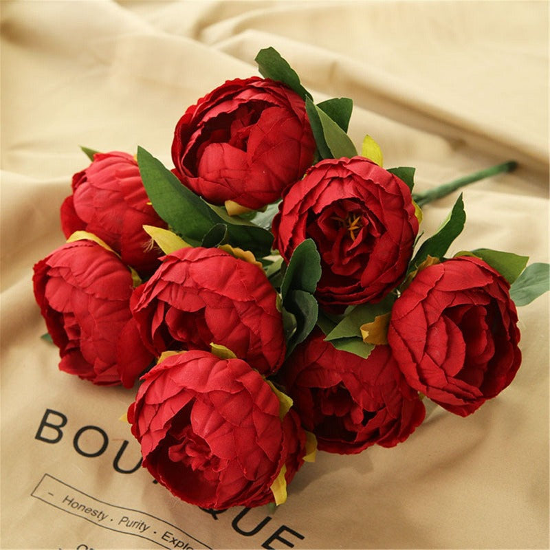 Silk Peony Bouquet Artificial Flowers Peony Bouquets 10 Heads, Cream Bouquet, Pink Bouquet, Wedding Bouquets, Centerpieces QT1-51