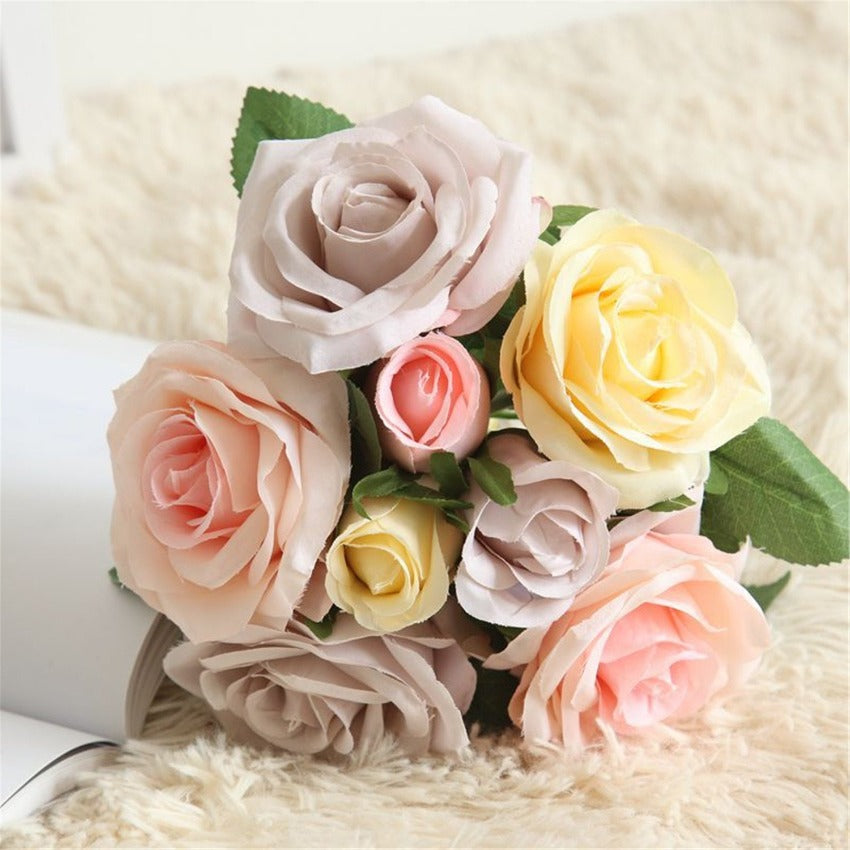Bouquet Wedding Flowers Silk Flower Bouquet For Bridal Bridesmaids Artificial Silk Rose Bouquet Wedding Decorations Table Centerpieces DY-A2