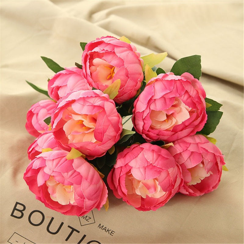 Silk Peony Bouquet Artificial Flowers Peony Bouquets 10 Heads, Cream Bouquet, Pink Bouquet, Wedding Bouquets, Centerpieces QT1-51