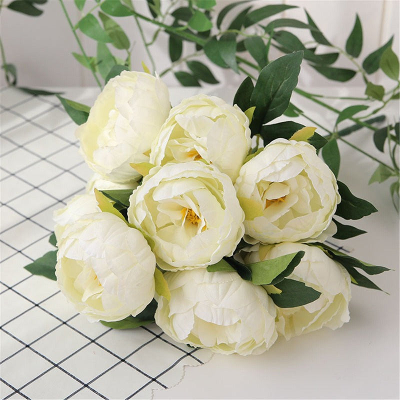 Silk Peony Bouquet Artificial Flowers Peony Bouquets 10 Heads, Cream Bouquet, Pink Bouquet, Wedding Bouquets, Centerpieces QT1-51