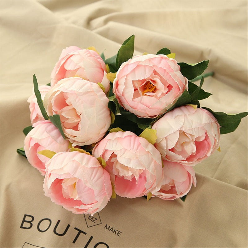 Silk Peony Bouquet Artificial Flowers Peony Bouquets 10 Heads, Cream Bouquet, Pink Bouquet, Wedding Bouquets, Centerpieces QT1-51