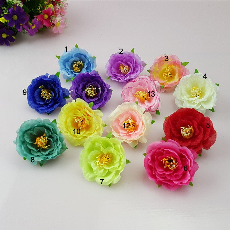 Silk Tea Rose Flower Heads Peonies Heads Artificial Flower Buds 100 Simulation Flowers For DIY Crafts Hairpins Bridal Wrist Flowers CJCM-5CM
