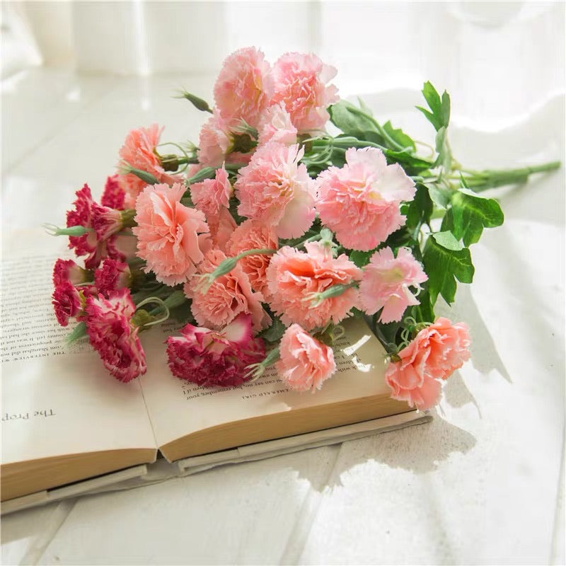 Fake Carnation Spray Silk Flowers Carnation Bush