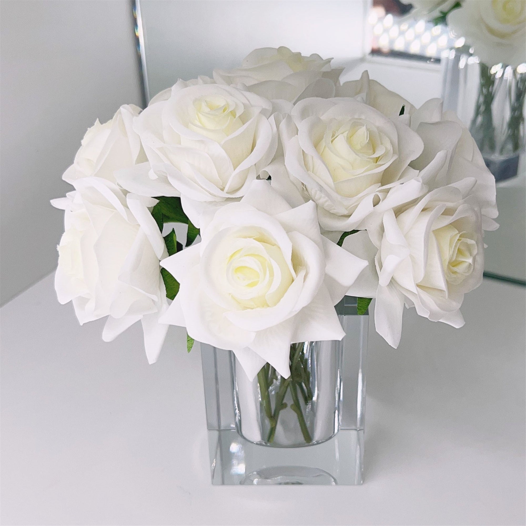 Faux Floral Arrangement Ivory Roses