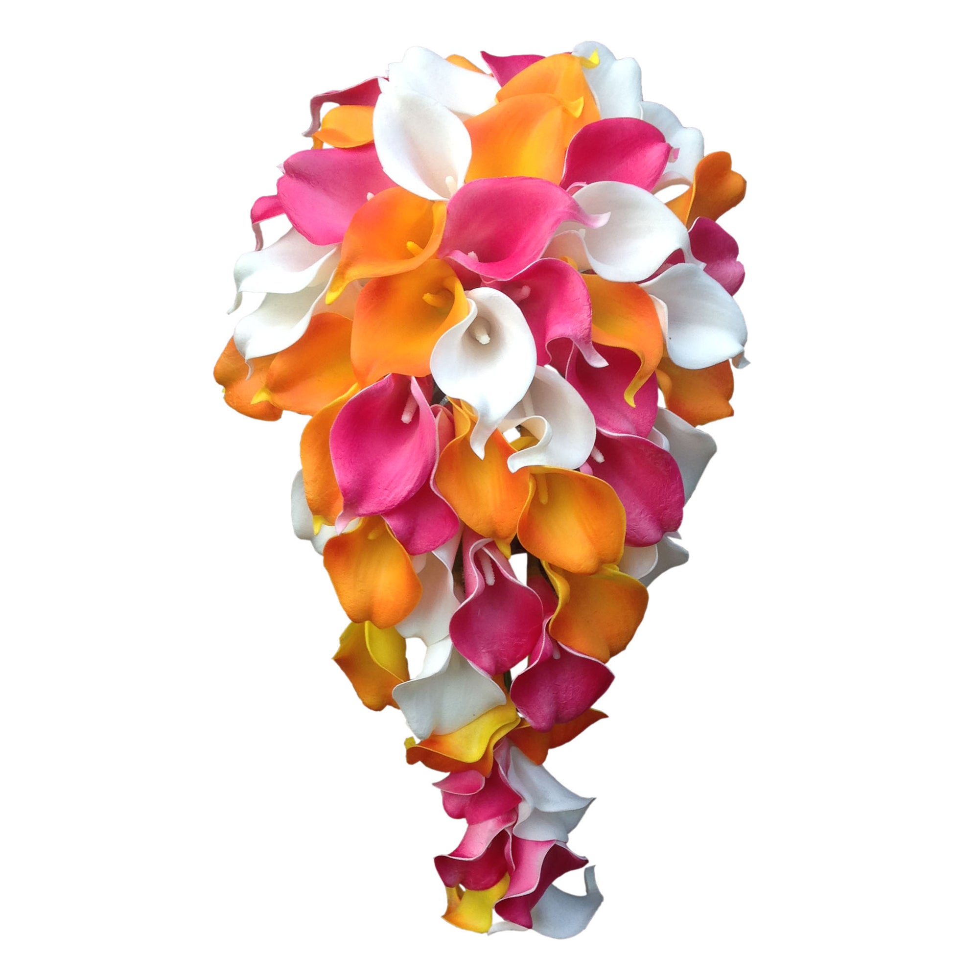 Orange Fuchsia White Calla Lily Cascade Bouquet