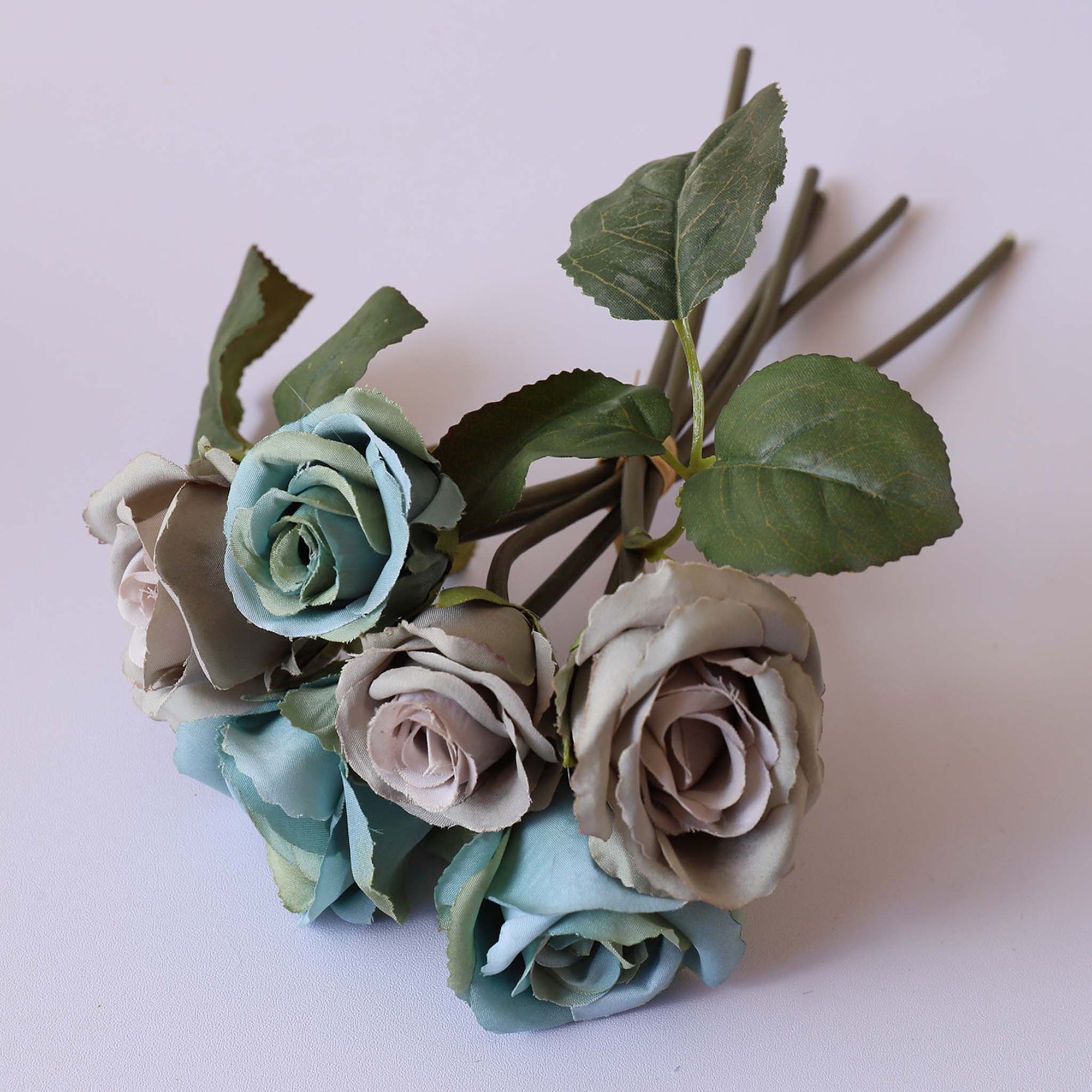 Fall Wedding Flowers Silk Rose Bouquet Vintage Colors For diy Crafts Gray Blue Bouquet