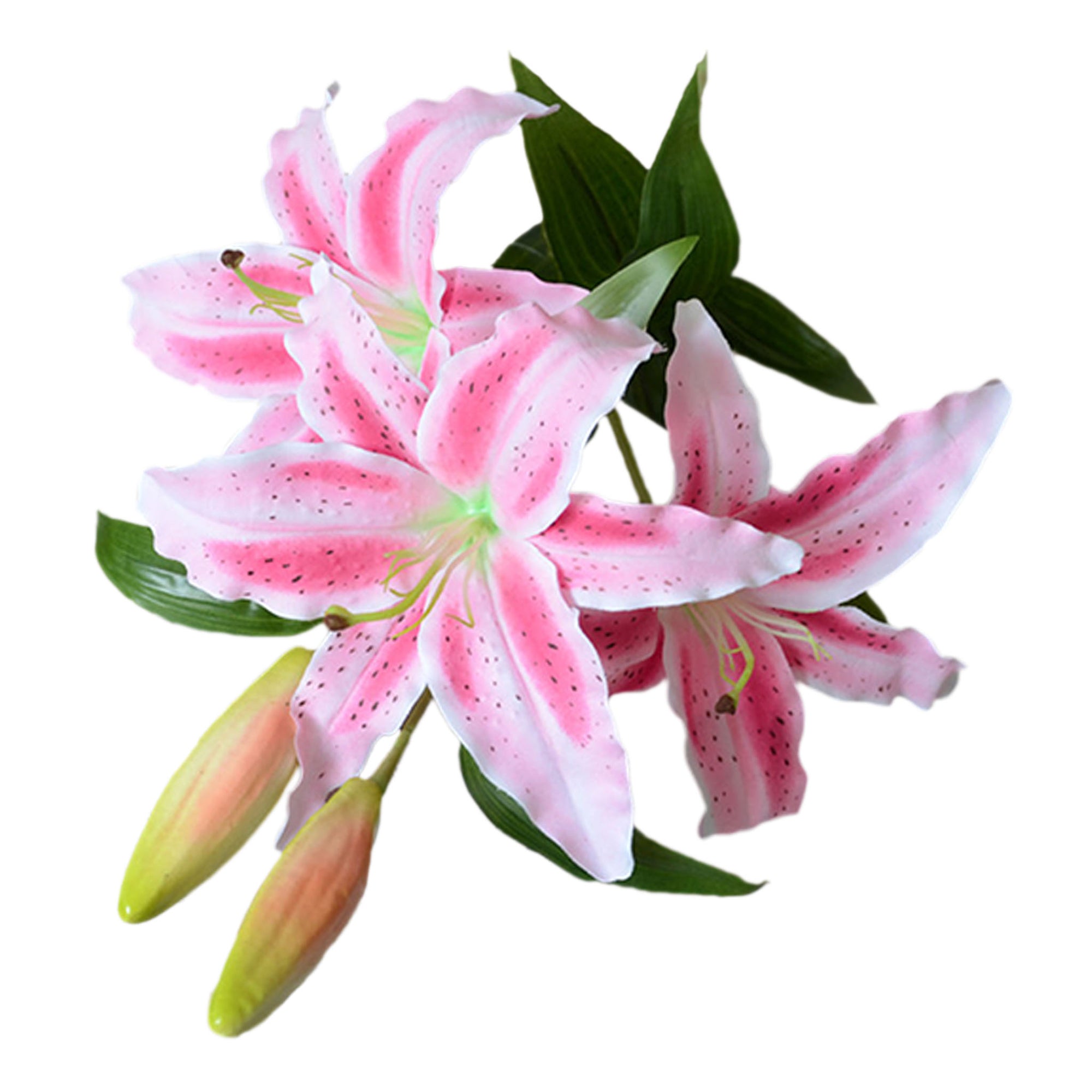 Artificial Flowers Pink White Tiger Lilies for Wedding Bouquet Centerpieces