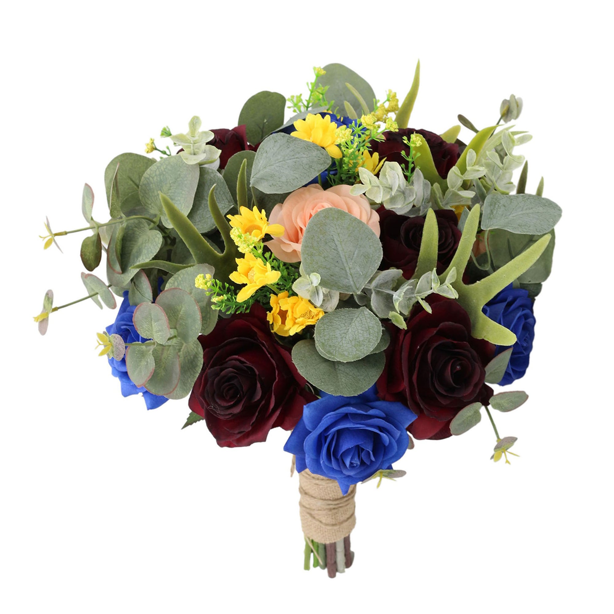 Rustic Wedding Bouquet Royal Blue and Burgundy Bridal Bouquet