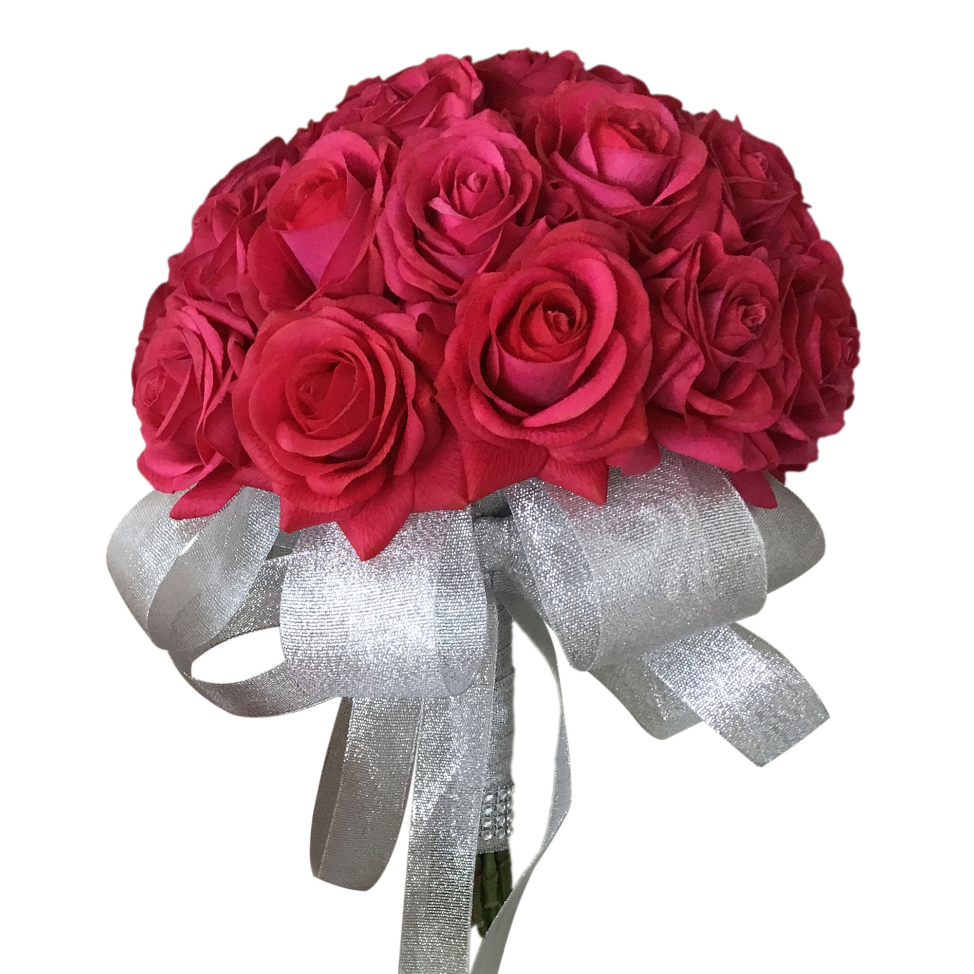 Real Touch Flower Wedding Bouquets Sets Fuchsia Champagne