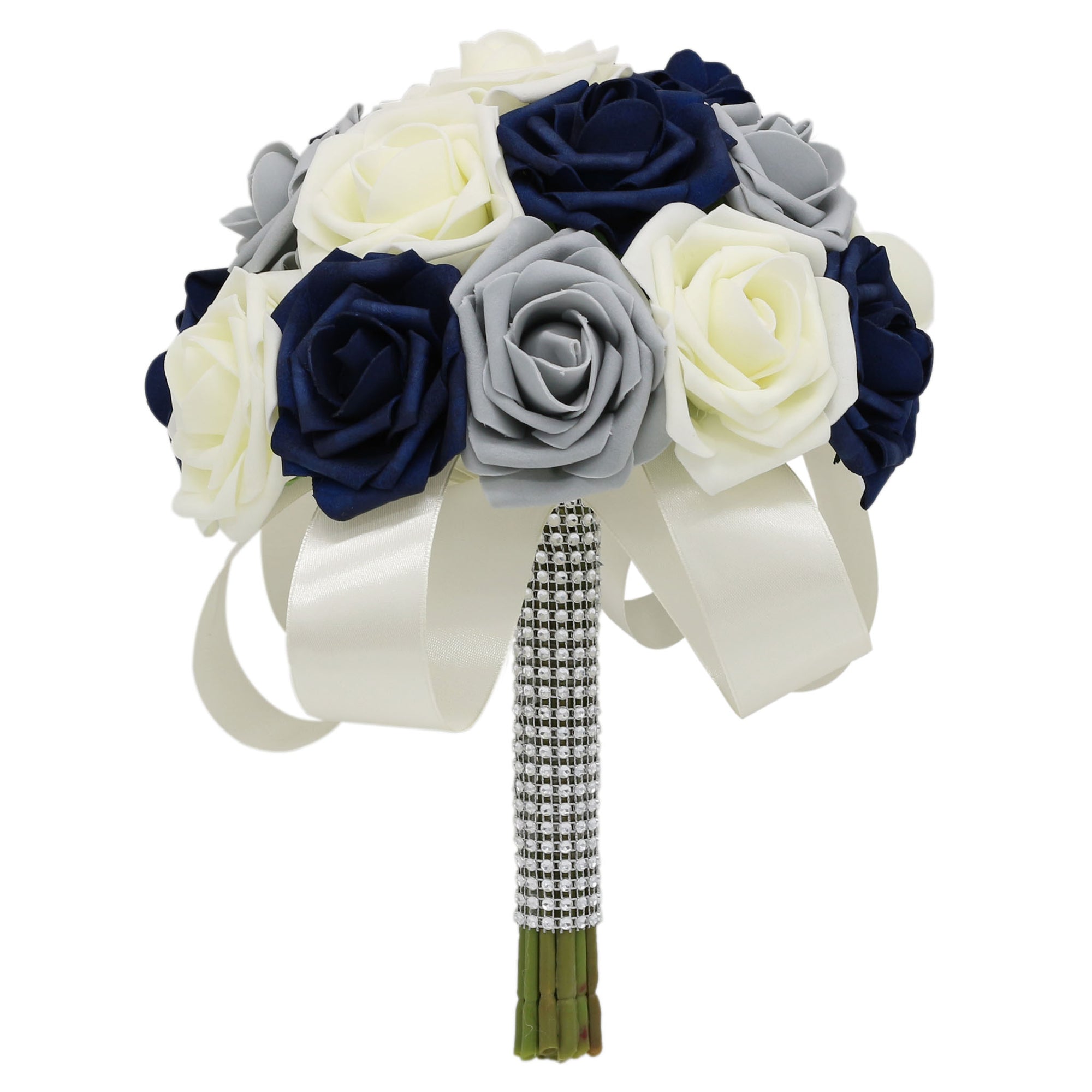 Navy Blue Gray Ivory Wedding Bouquet