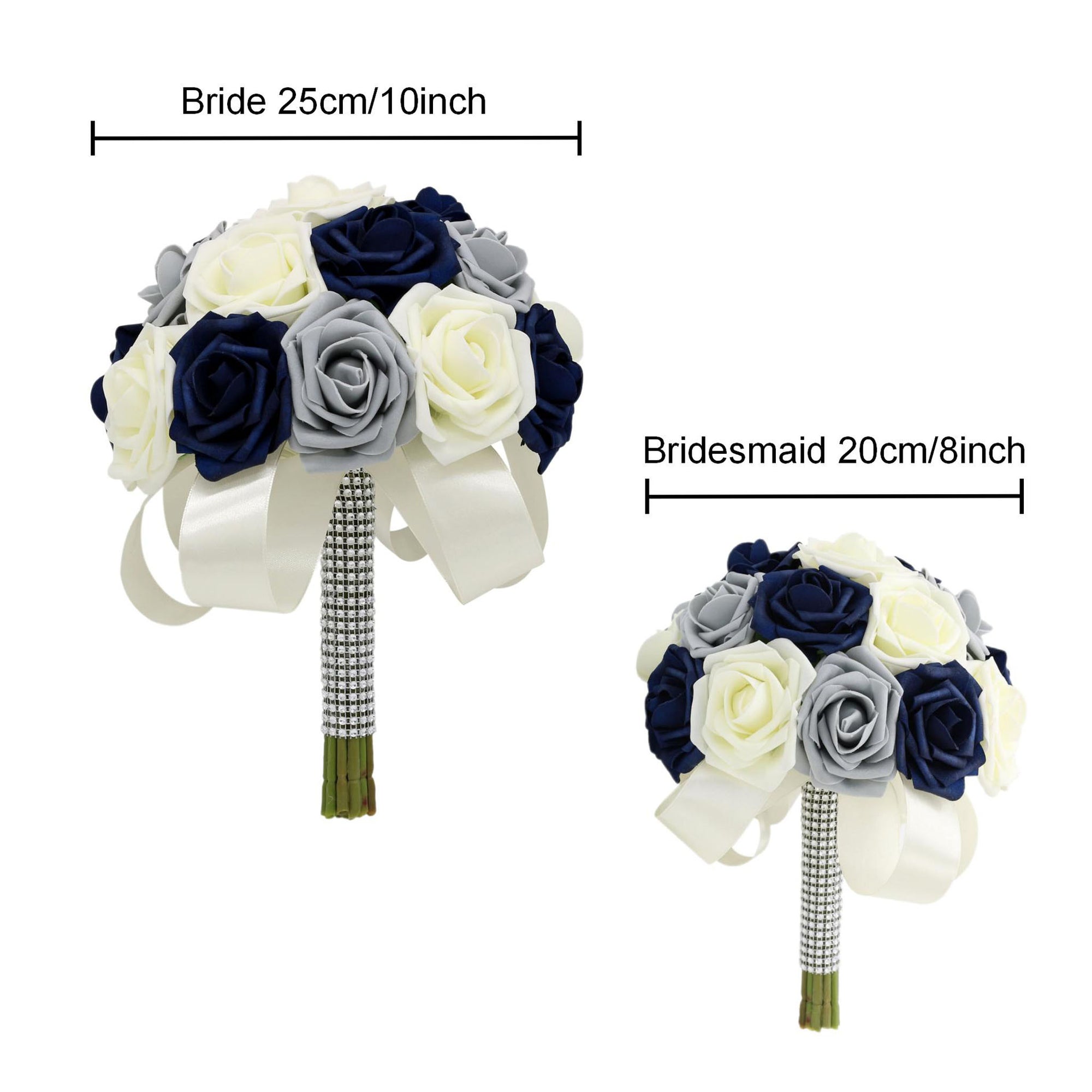 Navy Blue Gray Ivory Wedding Bouquet