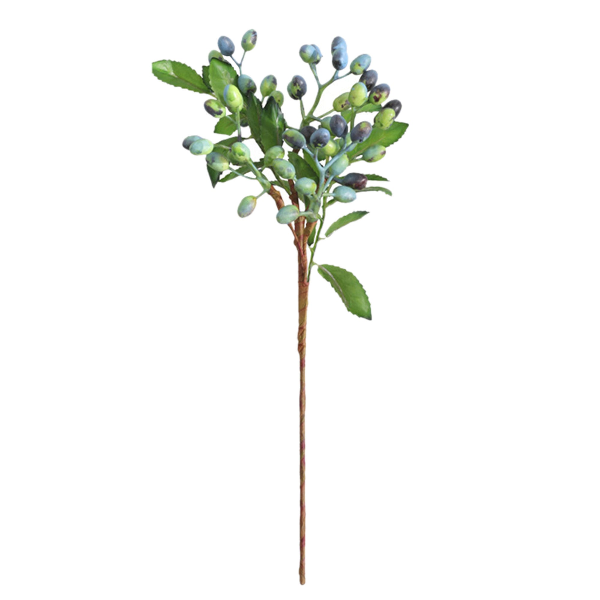 Faux Olive Berry Branch Blueberries with Leaves