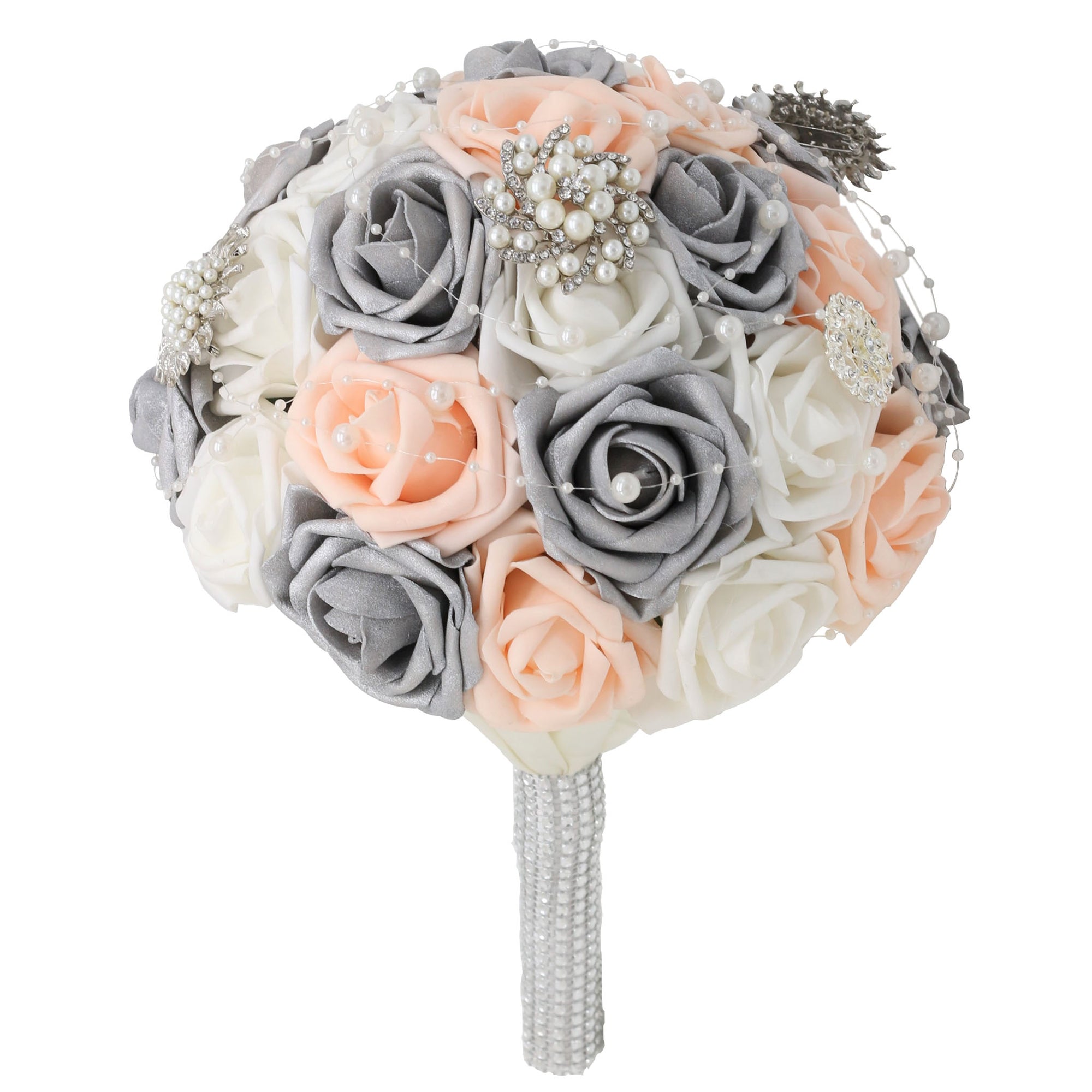 Blush Silver Bridal Bouquet Artificial Brooch Bouquet
