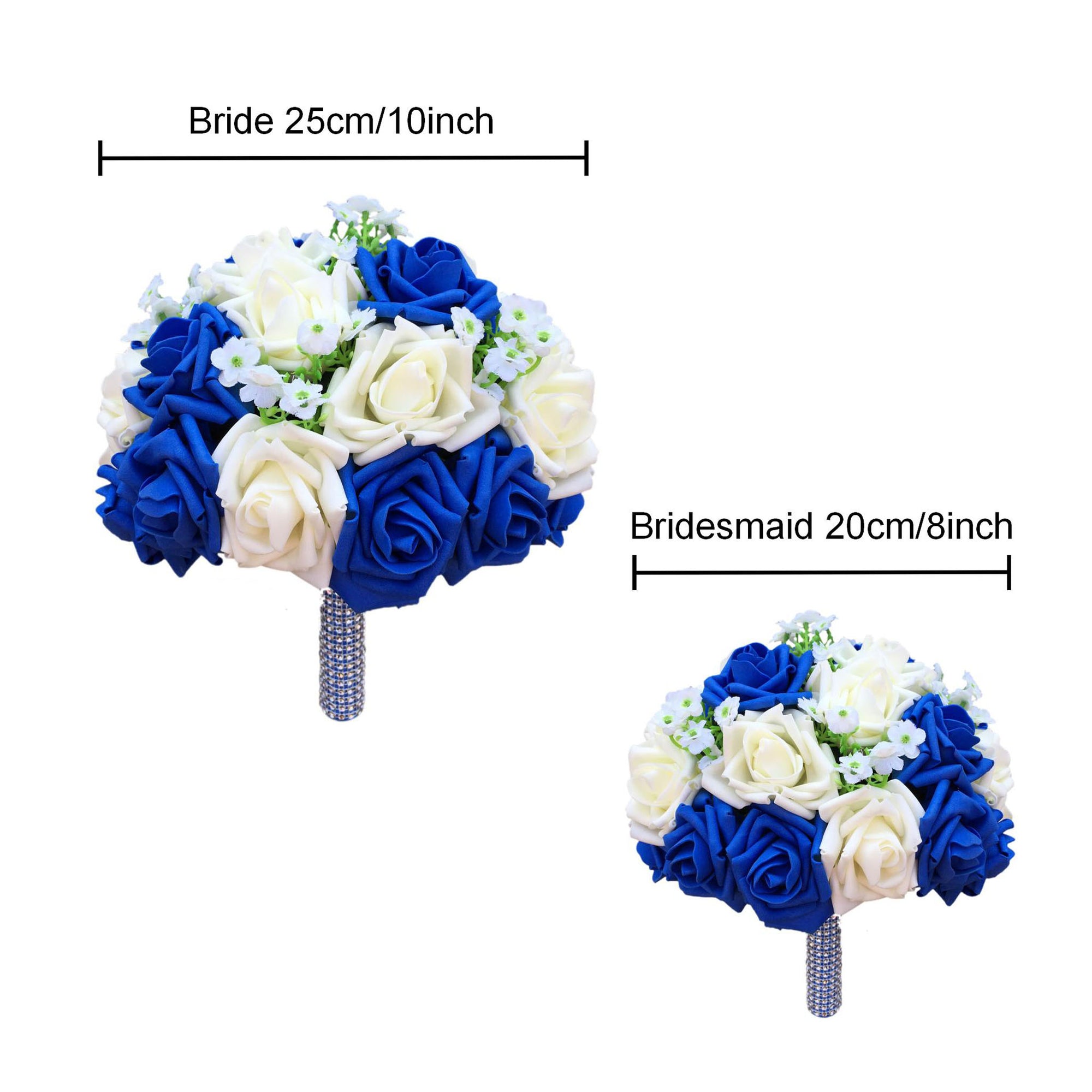 Royal Blue and Ivory Wedding Bouquet with Silk Flowers