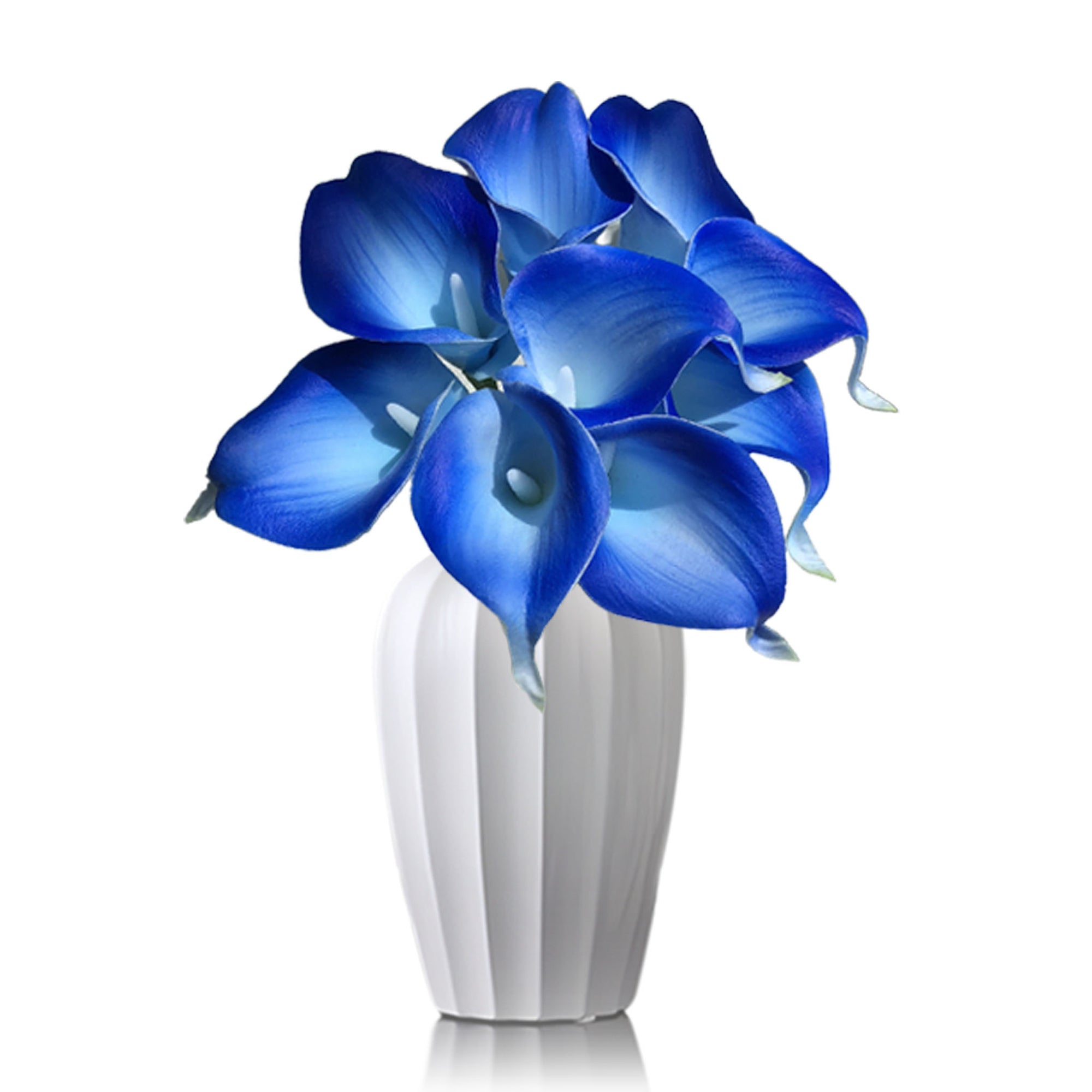 Picasso Royal Blue Calla Lily Bouquet Real Touch Latex Flower