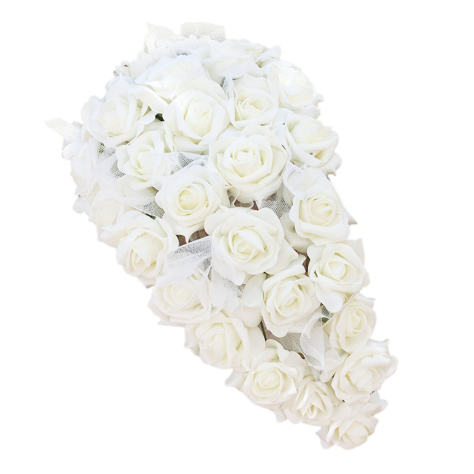 Cream White Bouquet of Roses Bridal Bouquet Cascade Wedding Arrangement
