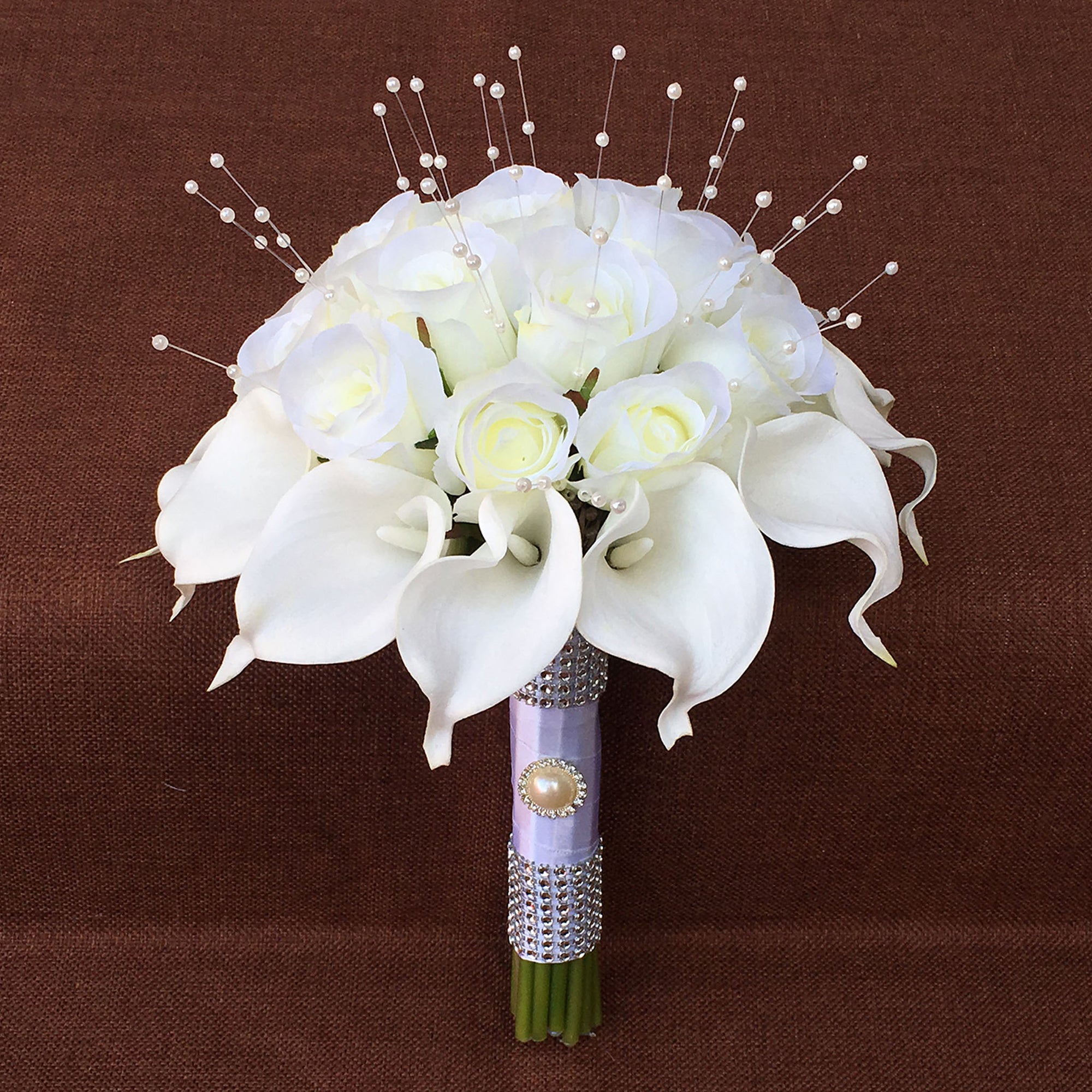 White Calla Lily Bouquet Artificial Wedding White Flower Roses Bouquet