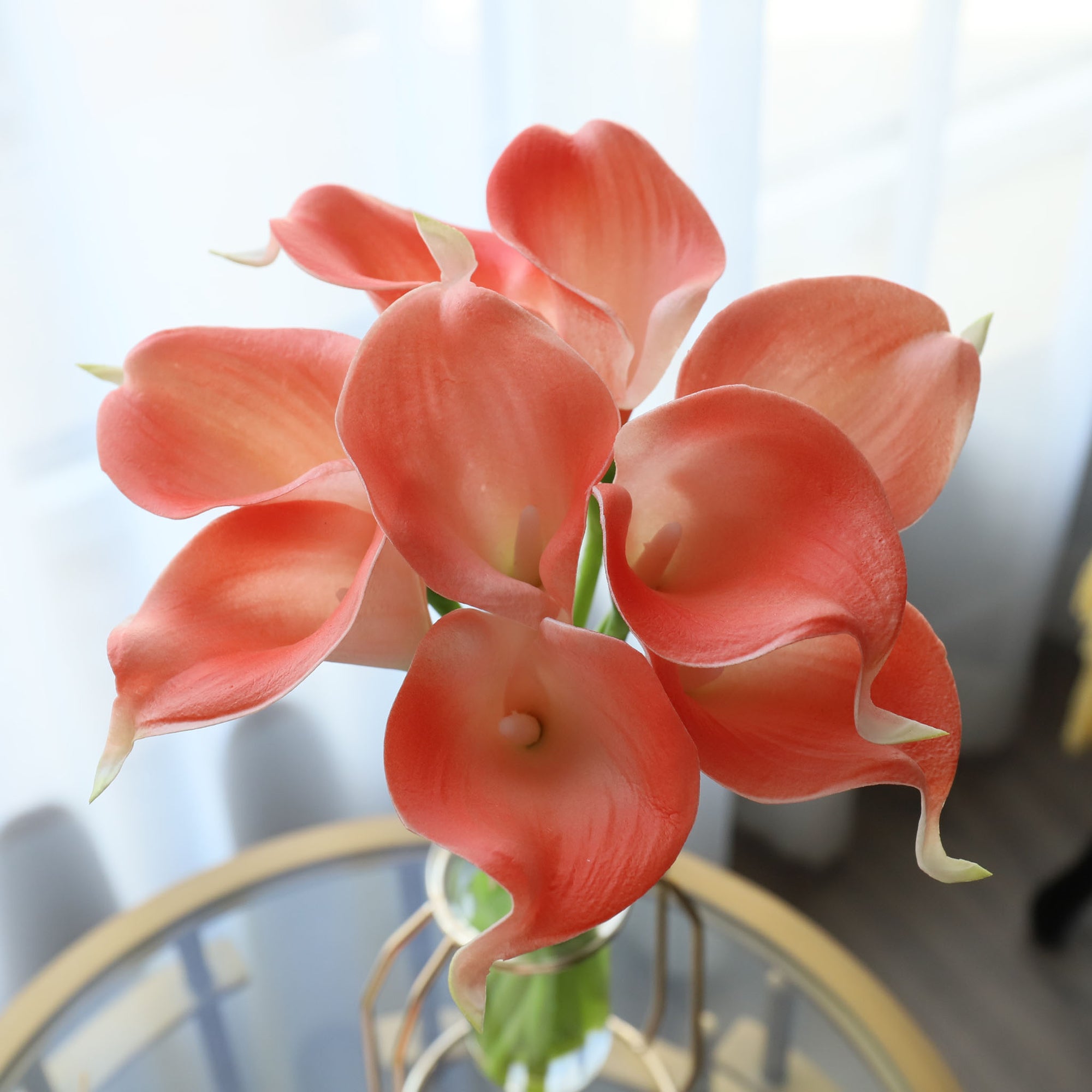 Coral Calla Lily Bouquet Artificial Flowers Wedding
