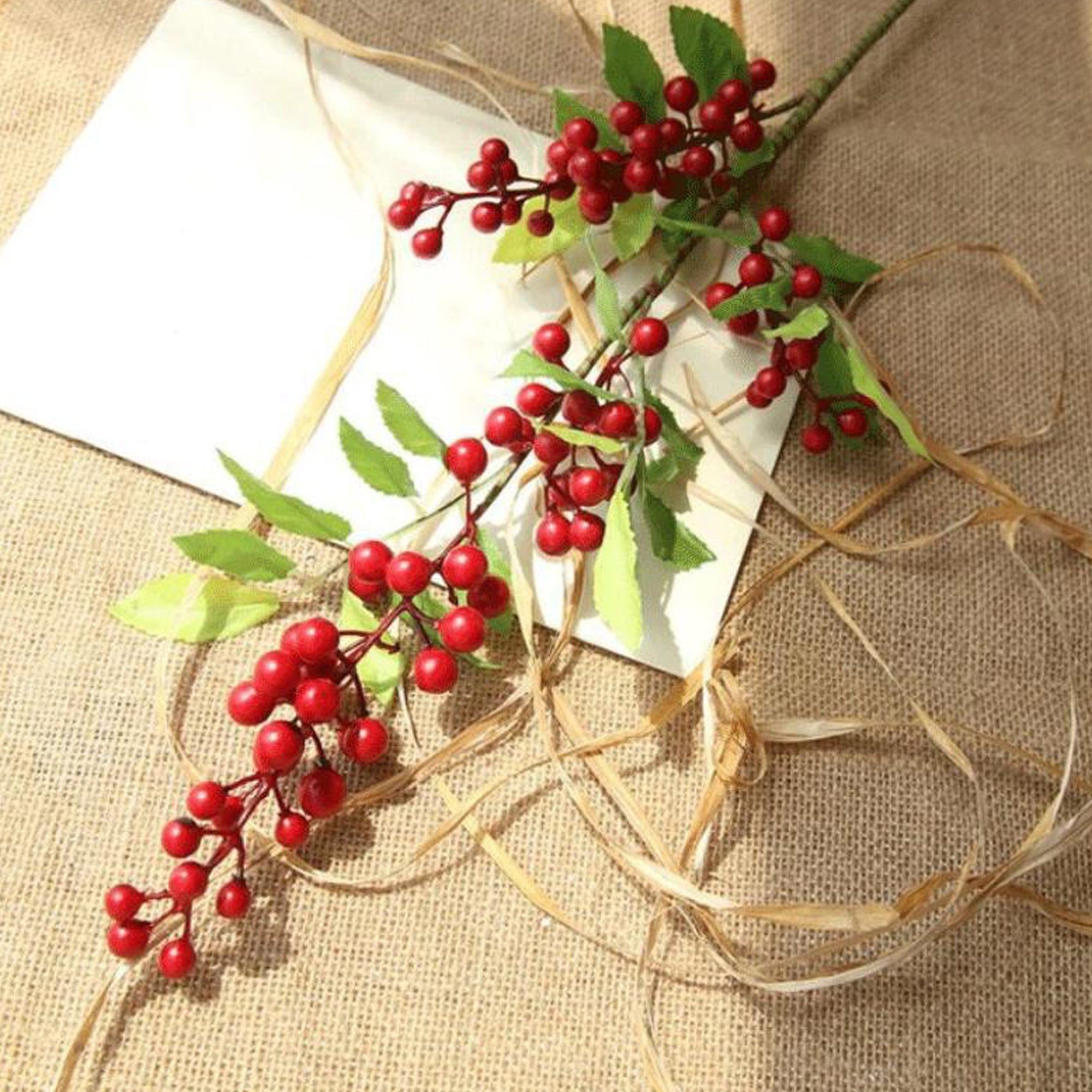 Artificial Red Berries Holly Berry Branch Christmas Garland DIY