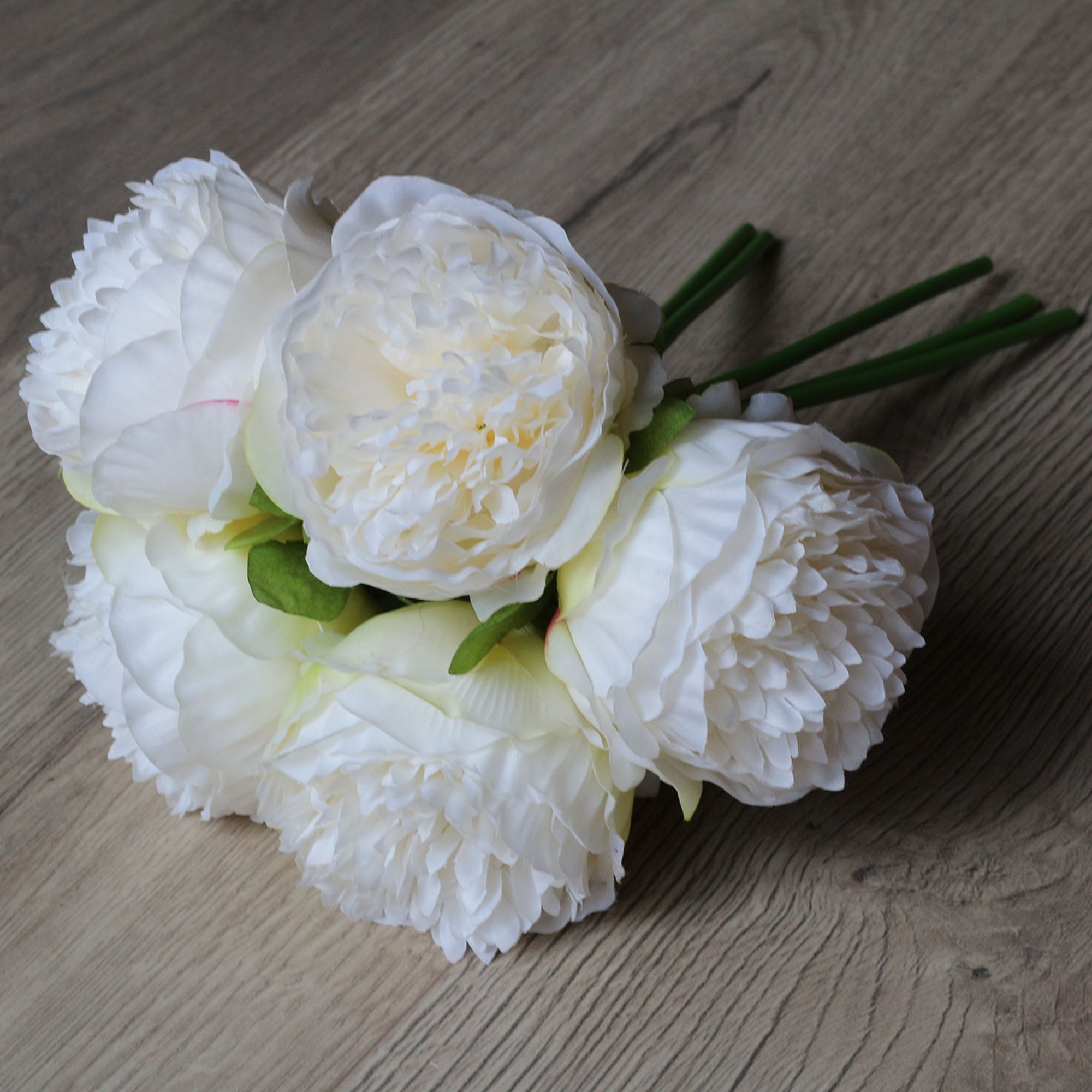 White Flowers Silk Peony Bouquet 5 Heads Artificial Peonies Wedding Decorations