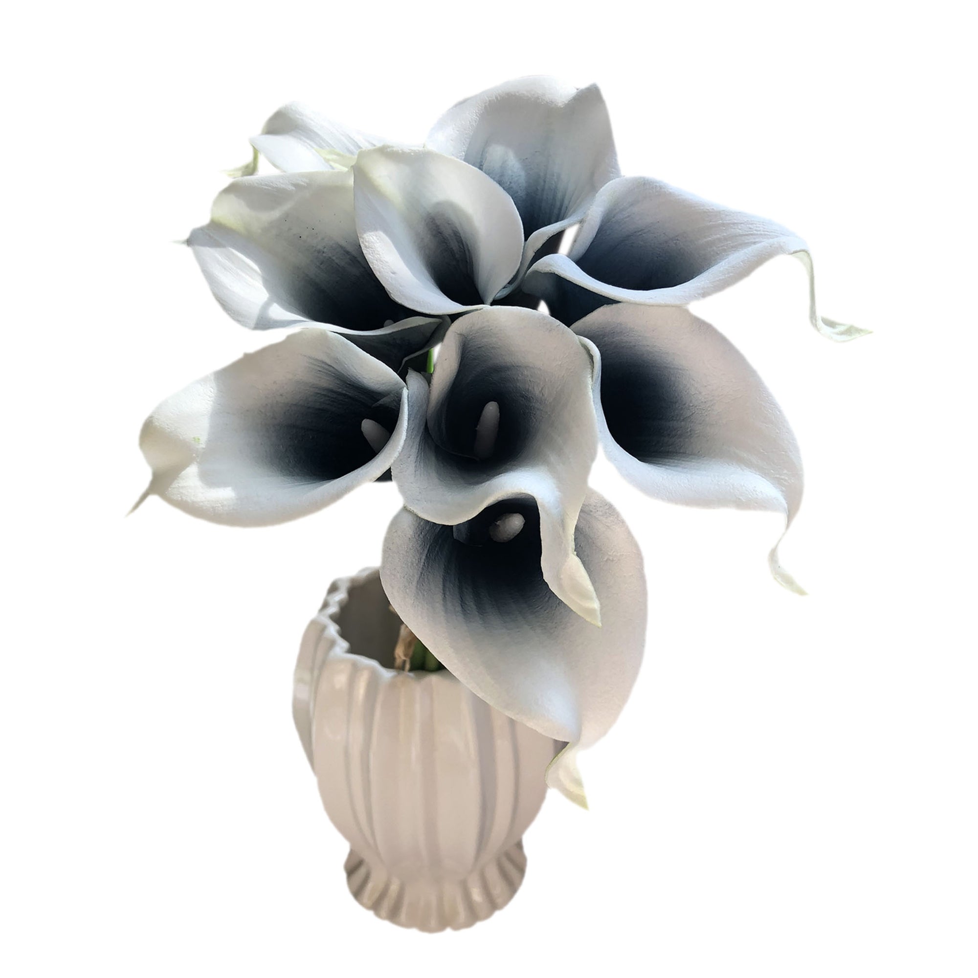 black and white calla lily bouquet Picasso Navy Blue Calla Lily Bouquet Faux Calla Lilies