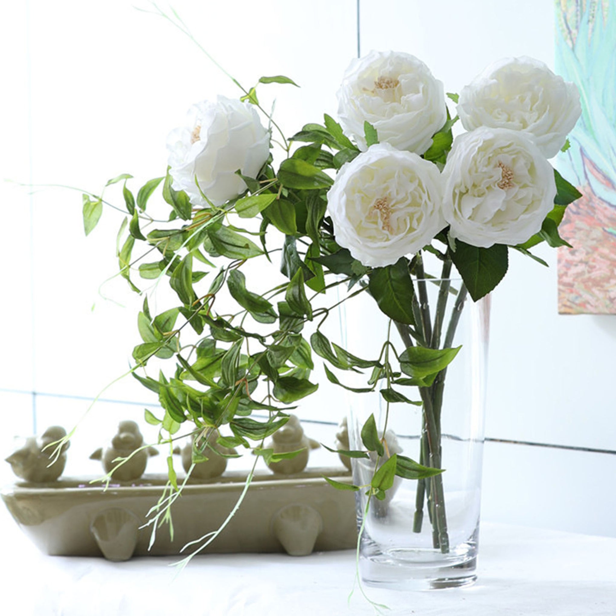 Austin Cabbage Roses Real Touch Flowers - VANRINA