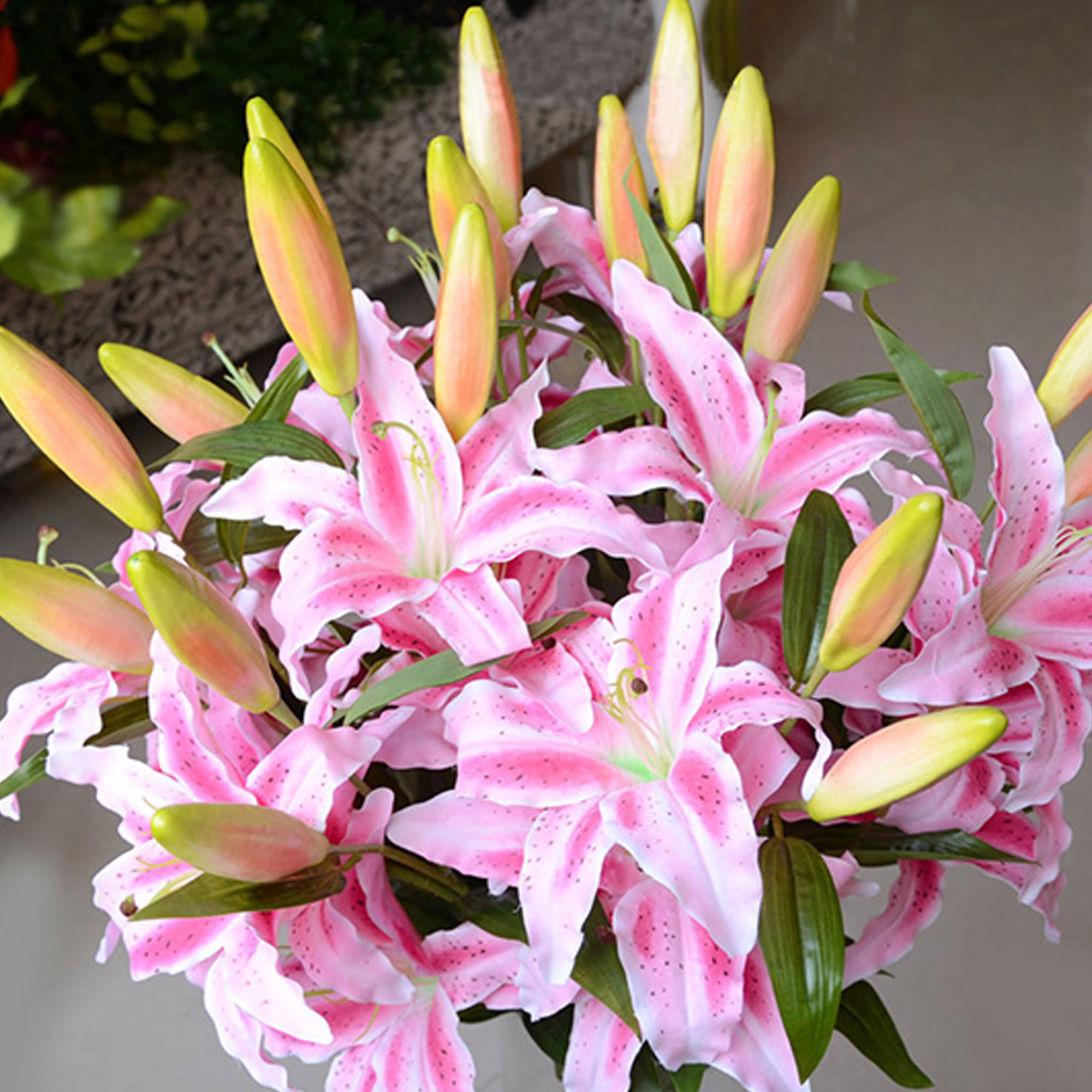 pink tiger lily wedding bouquet Artificial Flowers Pink White Tiger Lilies for Wedding Bouquet Centerp