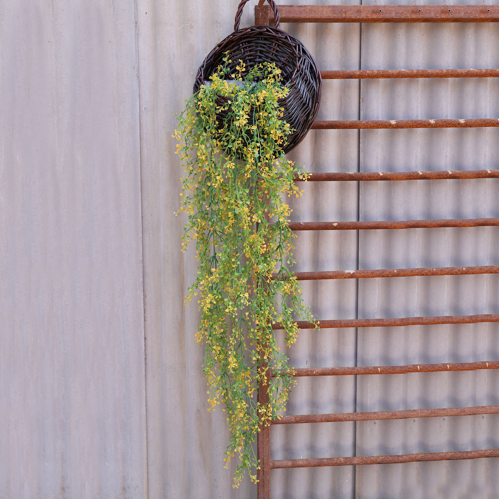 plastic outdoor hanging plants Plastic Hanging Plant Leaf Vines for Outdoor Fuchsia