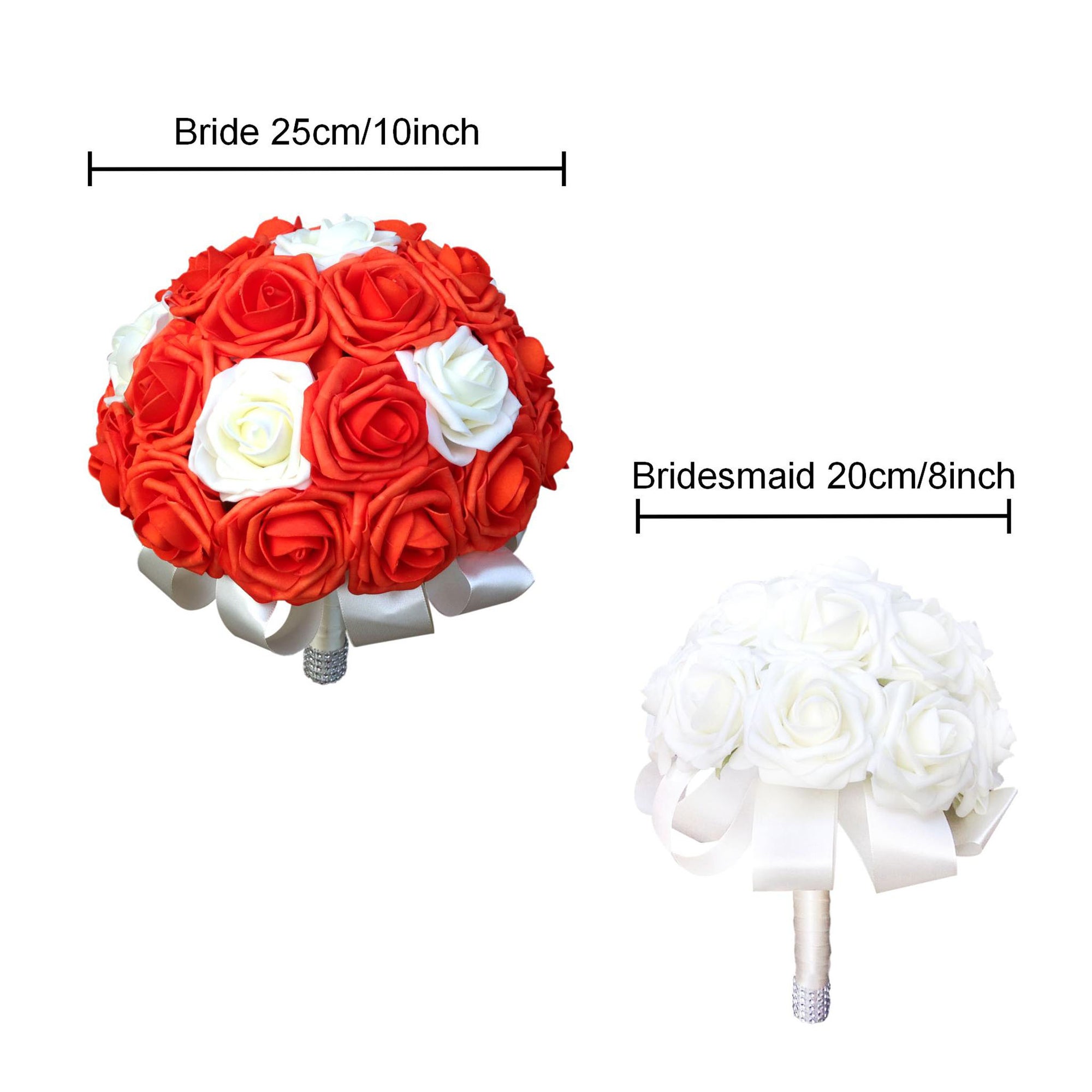 Bridal Wedding Bouquet Bridesmaid Artificial Flowers Orange Ivory