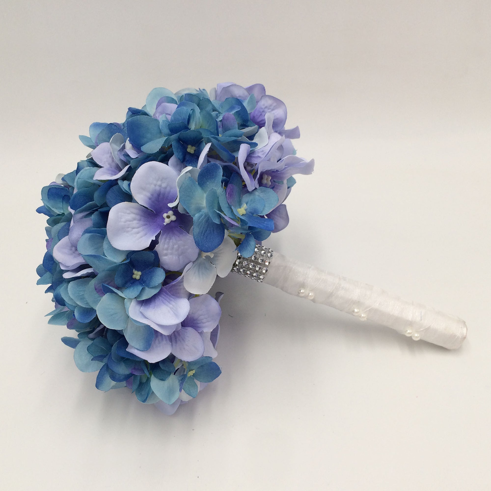 Silk Hydrangea Blue Bridal Bouquet and Boutonniere Customized