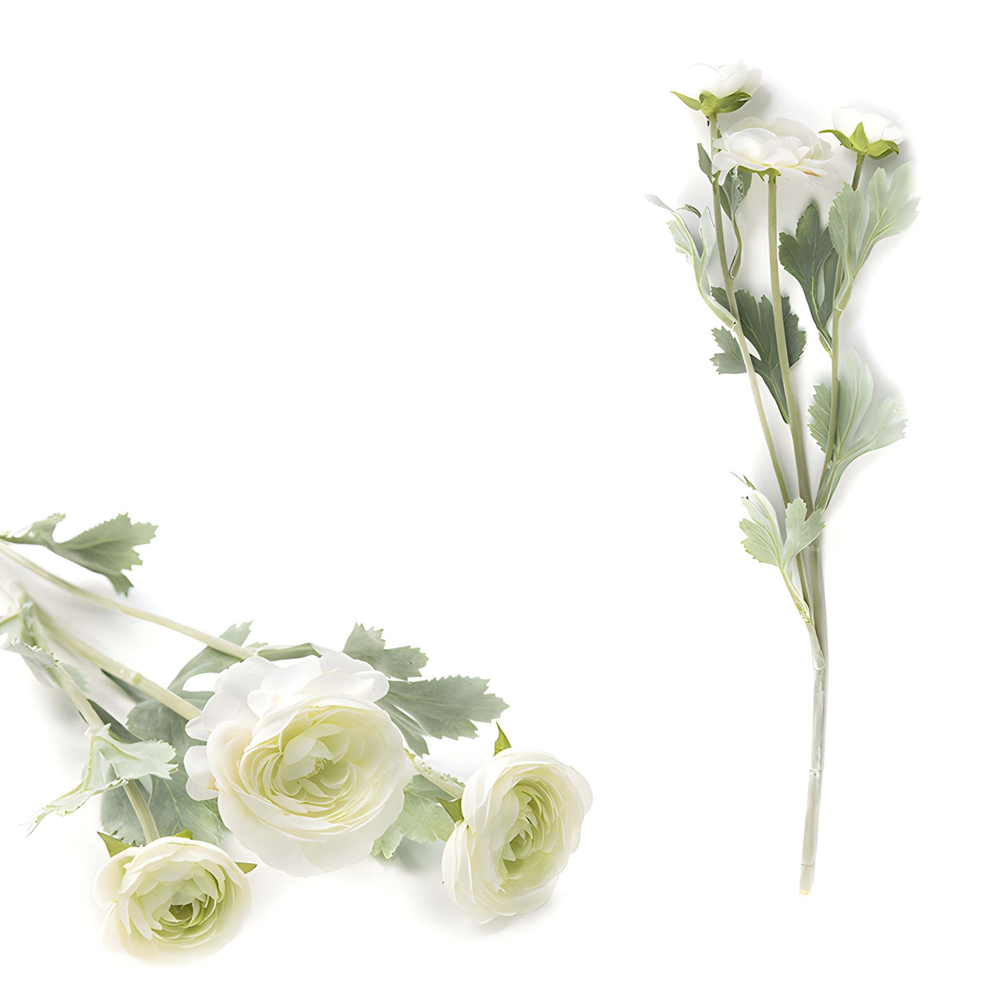 Artificial Flowers Fake Ranuculus Arrangement Buttercup White Yellow Ranuculus