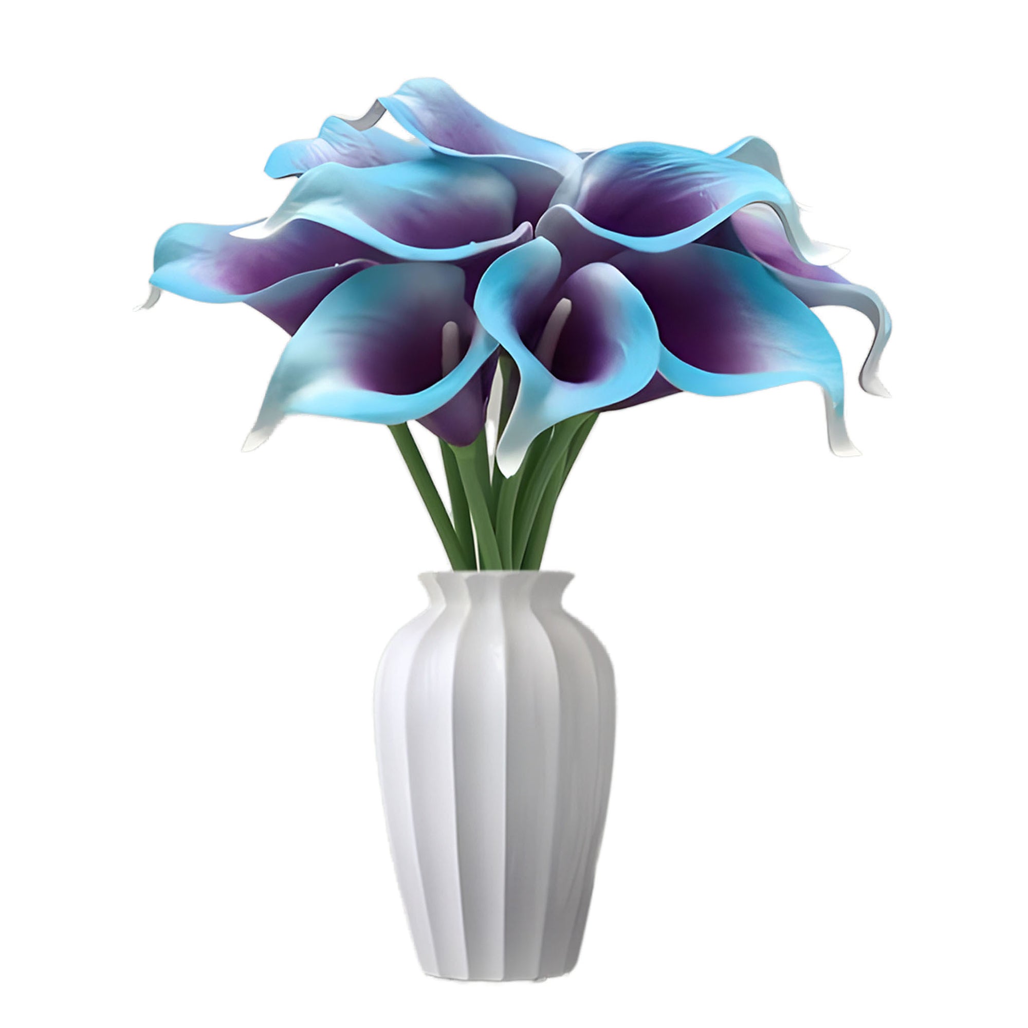 Blue Purple Calla Lily Bouquet PU Real Touch Flowers